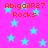 A static image with a bright pink background filled with light blue stars and repeated red text reading "AbigailR27 Rocks" in pixelated font.