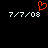 A black background displays two identical white date strings with a red pixelated heart above the left string.