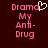 Pixelated pink text on dark red background with white heart symbol replacing 'a' in 'Drama', two identical static frames side-by-side.