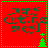 Red square icon with green dotted border, dark green text reading 'merry christmas every1', and a small green Christmas tree at the bottom right corner.