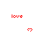 Red pixelated text and heart symbols arranged in a pattern on white background with partial gray overlay