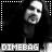 A 5x5 contact sheet of black-and-white animated frames showing a person with long dark hair and a black shirt, each frame containing text elements like "DIMEBAG" or "RIP" in white block letters on the left side.