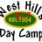 Animated icon features "West Hills Day Camp" text with green oval emblems containing red text changes across frames.