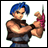 Pixelated anime-style character with blue hair holding a pink object against white and black backgrounds, part of an animated contact sheet.