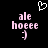 Pixelated pink text 'ale hoeee' with a smiling face below, a white heart outline above, on a black background.