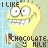 Two side-by-side pixelated frames of a yellow cartoon character with wide eyes and a broad grin, displaying text above and below the figure.