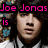 Pixelated image of a person with dark hair and white shirt, overlaid with pink text reading "Joe Jonas Burnin' Up is for Melissa".