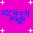 Pixelated blue text 'scrapoy wag8' on bright pink background with white star shapes, static image with no visible animation changes.