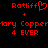 Red pixelated text and symbols on black background, two side-by-side configurations with one differing by a heart symbol replacing the 'f' in 'Ratliff'.
