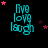 Animated icon with cyan text "live love laugh" on black background, pink and purple stars move across the scene.