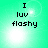 Pixelated text 'I luv flashy' on a green gradient background with shifting light effects.