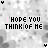identical pixelated text icons displaying 'I HOPE YOU THINK OF ME' in varying pink and black color schemes on a gray background