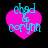 Four identical pink heart-shaped icons with cyan text reading "chad & coryn" on a black background, displayed in a