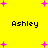 Yellow background with pink plus signs and repeated text 'Ashley' in black pixelated font.