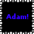 Four identical blue 'Adam!' text blocks arranged in a on a black background with a pixelated border