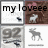 Four static pixelated images arranged in a 2x2 grid: top-left shows 'my loveee' text with a small dark shape, top-right has a brown background with a white figure, bottom-left displays '92' numerals, bottom-right features a gray animal figure.