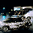 Pixelated static image of a DeLorean car with glowing lights and smoke effects against a dark background, likely from the Back to the Future franchise.