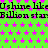 Green background with repeating pink stars and black text reading 'Ushine like' and 'Billion star' in a pattern