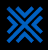 Blue geometric pattern with intersecting lines forming X shapes on black background, transitioning through multiple states of pixelation and distortion.