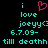 Pixelated cyan text on black background with pink heart symbol above 'love', showing two states where the right side text is partially cut off.