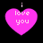 Four pink heart-shaped icons with 'i love you' text, each featuring a small white 'i' above the heart on black background.