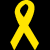 Static yellow ribbon icon on black background with pixelated edges and slight anti-aliasing.