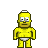 Pixelated cartoon character in yellow body with white underpants on left, adjacent to pixelated text "Casual Friday Rocks" on solid yellow background on right.