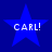 Four blue stars on a dark blue background with white text "CARL!" inside each star.