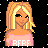 Pixel art contact sheet showing two frames of a blonde female character in pink top and blue jeans with white sneakers against black background with white dots.