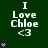Dark green background with repeated white text "I Love Chloe <3" and pink heart symbols in varying quantities per section.