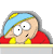 A two-frame contact sheet of a pixelated cartoon character with light blue hair and red clothing, showing sequential expressions from wide-eyed surprise to closed-eye distress.