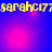A static digital image with a blue and purple gradient background featuring pink light spots and yellow text reading 'sarahci77' repeated horizontally.