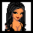 Pixel art contact sheet showing three frames of an animated buddy icon with a cartoon woman and text about girlfriend comparison.