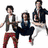 five distinct images featuring young men with curly hair, including a group pose and individual portraits