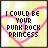 A contact sheet of 11 animated frames showing a yellow background with pink heart outlines and black text reading "I COULD BE YOUR PUNK ROCK PRINCESS" where the word "PUNK" alternates between black and pink in each frame.