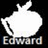 White teapot icon with apple-shaped top and handle, black background, text "BITE ME" above name "Edward" in pixelated font.