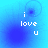 Blue gradient background with white text 'i love u' and animated circular ripple effects in four quadrants.