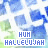blue and green watercolor-style with repeated text "HUN HALLELUJAH" in white, some instances showing partial or corrupted text