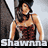 A 48x48 pixel animated contact sheet showing three frames of a woman in a dark hat and strapless dress with the name "Shawna" overlaid, displayed on a gray background.