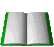 A sequence of showing a book's pages turning from left to right, with green borders and gray background