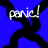 Blue background with black star-shaped outlines and white text reading 'panic at the disco' in a stylized font.