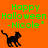 Green text reads "Happy Halloween -Nicole" above a black cat on an orange background with gray section.