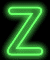 Green neon-style Z-shaped icon with glowing outline on black background, transitioning from bright green to dark green gradient.
