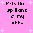 Pink background with white starbursts and black pixelated text reading "Kristina spillane is my BFFL" in four identical quadrants.