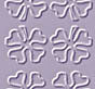 A static grid of four identical white clover-like symbols on a light purple background, each with rounded edges and subtle shading.