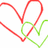 Red and green pixelated heart shapes overlap on the left, with red text reading "You're One In A Million!" on the right.