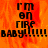 Pixelated text 'i'm on fire BABY! !!!!!' over a fiery orange-red background with visible pixelation and partial gray area.