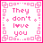 25 pink and white pixel-art icons with text phrases like 'They don't love you' and 'love you', each bordered by a decorative frame