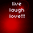 Red background with white pixelated text 'live laugh love!!!' and a single red glowing dot that shifts position