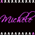 Purple cursive text spelling 'michelle' repeats across a black background with white and pink star borders, partially cropped at bottom right.